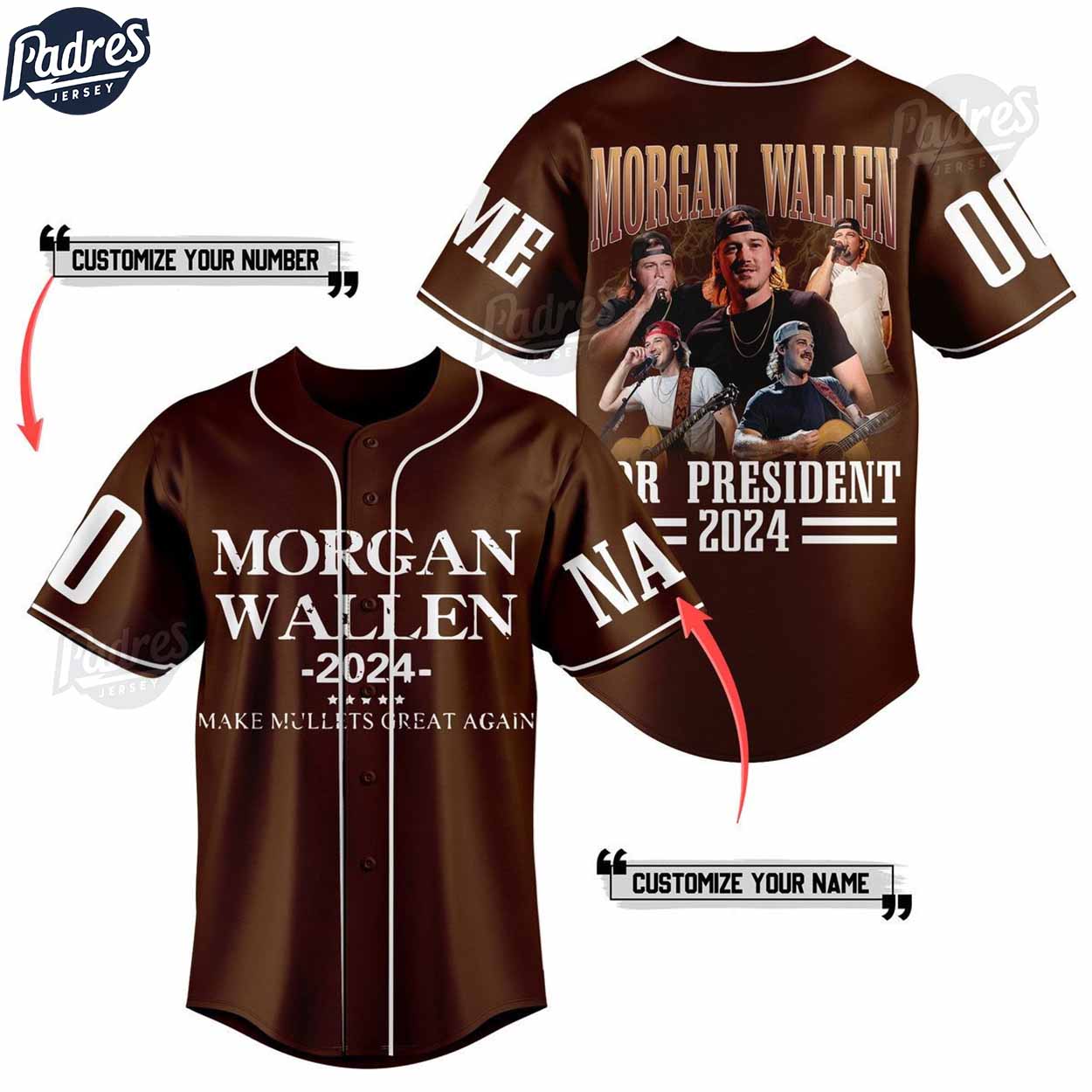 Morgan Wallen For President 2024 Custom Baseball Jersey Style - Padres Jersey Oasis: Elevate Your Baseball Style Game