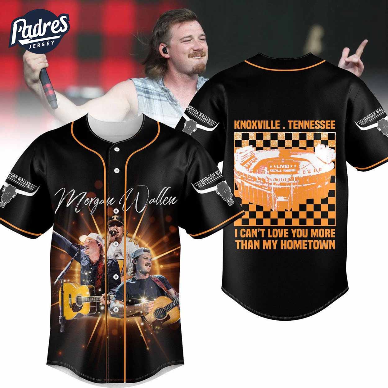 Morgan Wallen I Cant Not Love You More Than My Hometown Live Knoxville Tennessee Baseball Jersey - Padres Jersey Oasis: Elevate Your Baseball Style Game