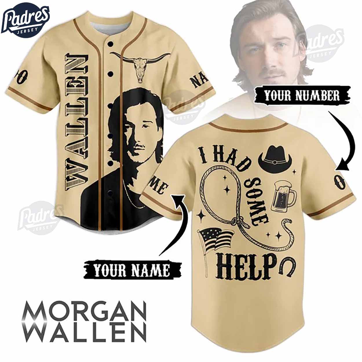 Morgan Wallen I Had Some Help Custom Baseball Jersey Online - Padres Jersey Oasis: Elevate Your Baseball Style Game