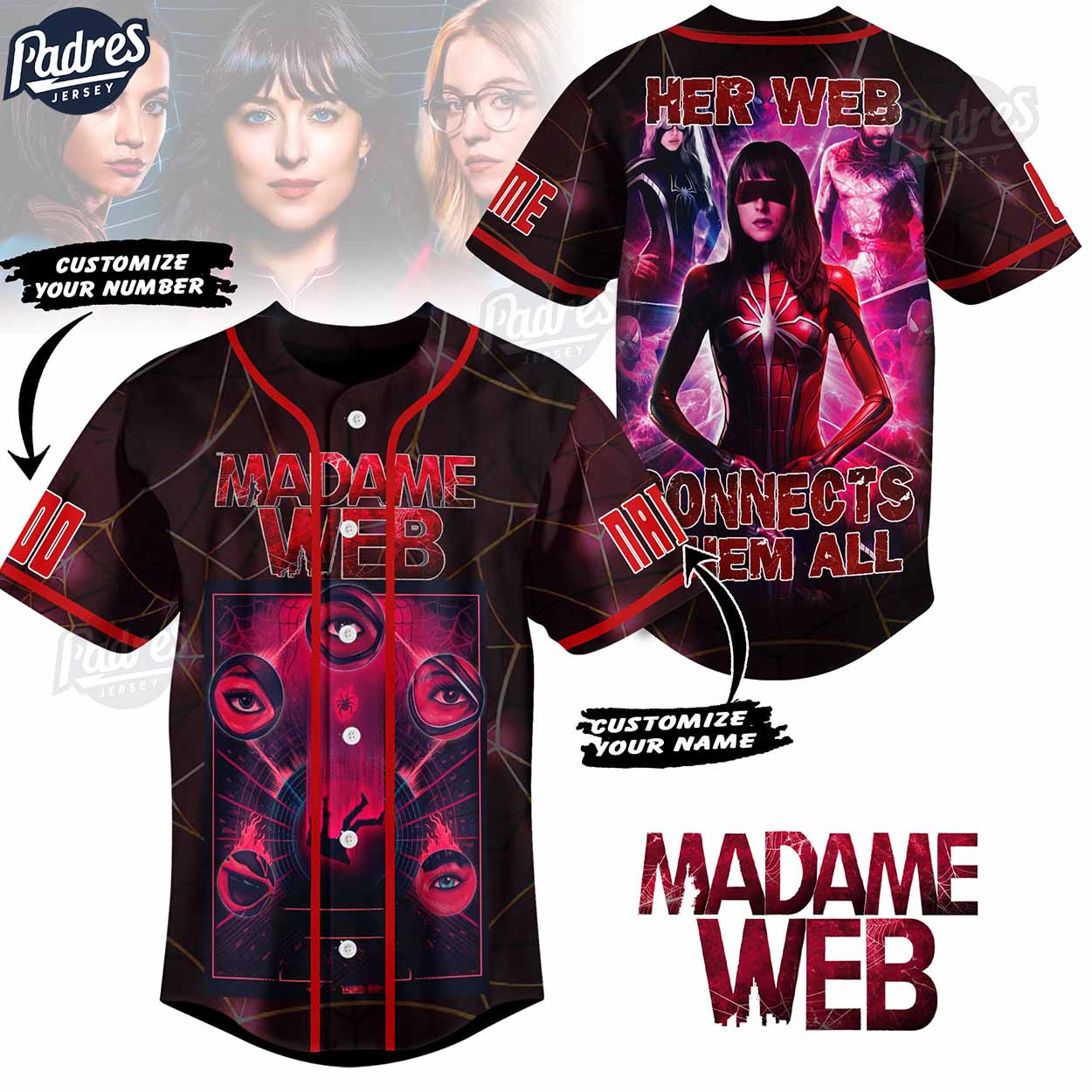 Movie Madame Web 2024 Custom Baseball Jersey Style - Padres Jersey Oasis: Elevate Your Baseball Style Game