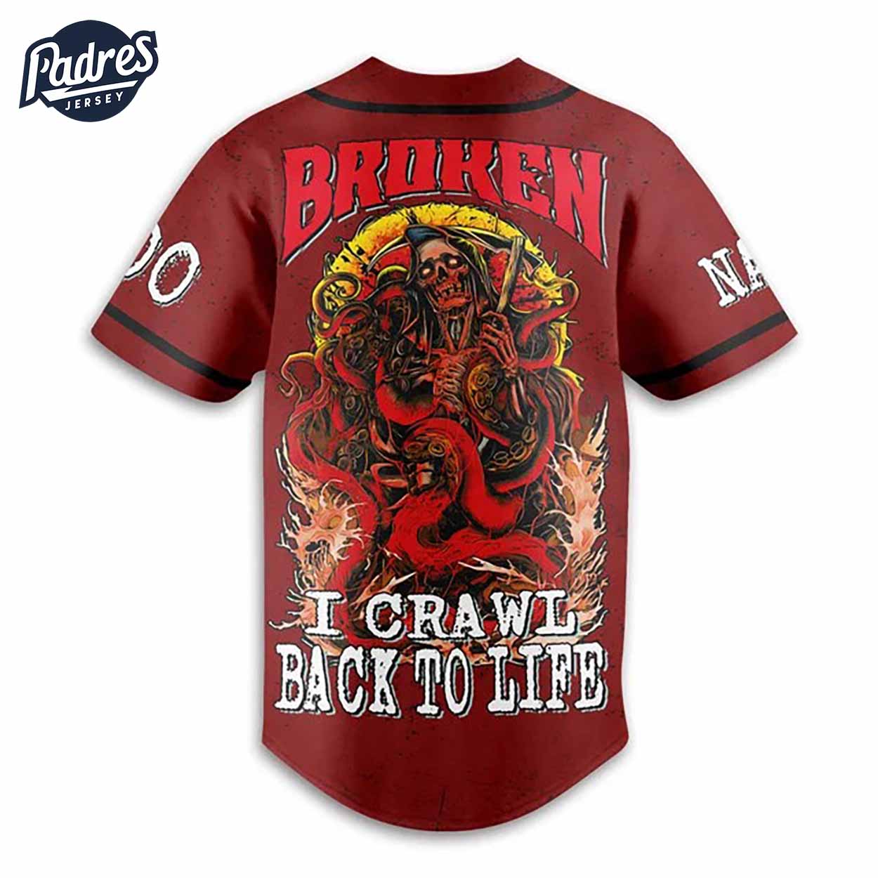 Music Breaking Benjamin Broken I Crawl Back To Life Custom Baseball Jersey - Padres Jersey Oasis: Elevate Your Baseball Style Game