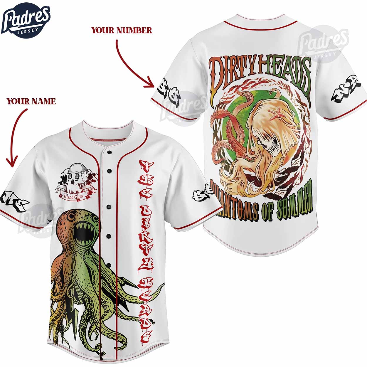 Music Dirty Heads Phantoms Of Summer Custom Baseball Jersey - Padres Jersey Oasis: Elevate Your Baseball Style Game