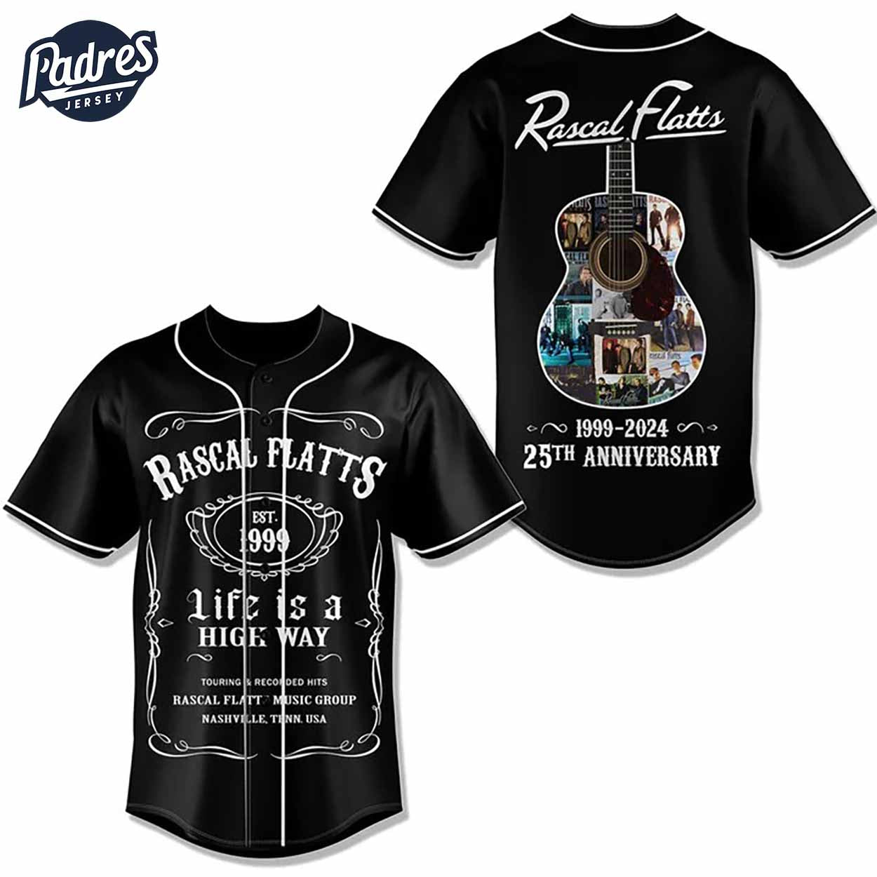Music Rascal Flatts Baseball Jersey 1999-2024 25th Anniversary - Padres Jersey Oasis: Elevate Your Baseball Style Game