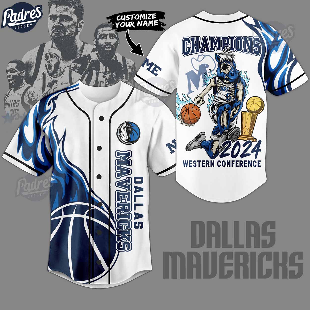 NBA Dallas Mavericks Skull Horse Custom White Baseball Jersey Shirt - Padres Jersey Oasis: Elevate Your Baseball Style Game