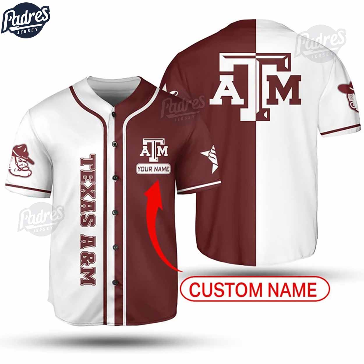 NCAA Texas A&M Aggies Custom Baseball Jersey Gifts - Padres Jersey Oasis: Elevate Your Baseball Style Game