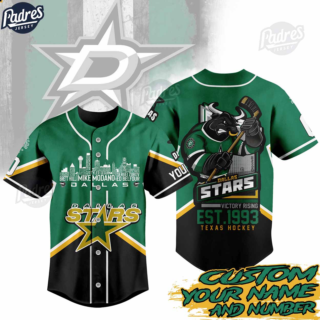 NHL Dallas Stars Custom Baseball Jersey For Fans - Padres Jersey Oasis: Elevate Your Baseball Style Game