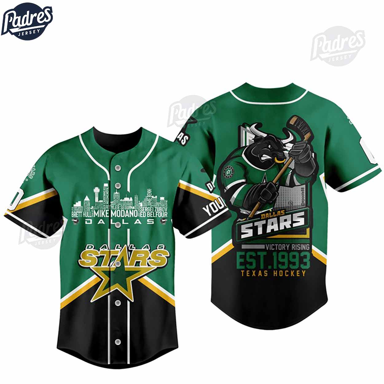 NHL Dallas Stars Custom Baseball Jersey For Fans - Padres Jersey Oasis: Elevate Your Baseball Style Game