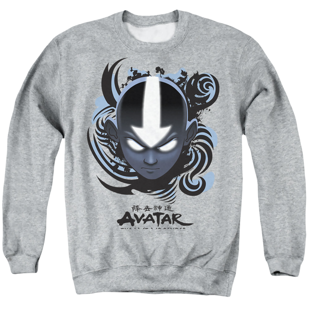 Avatar The Last Airbender Airbender Blue And Black Kanji - Men's Crewneck Sweatshirt