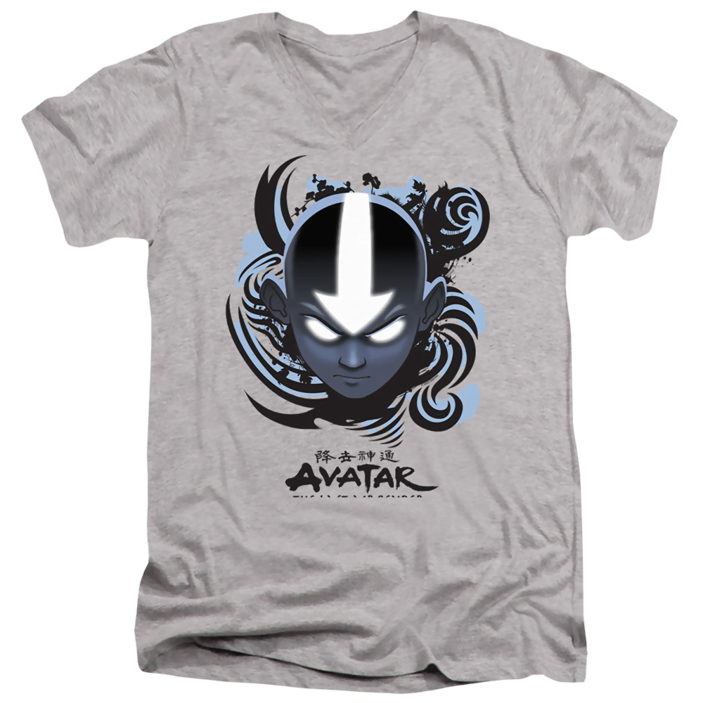 Avatar The Last Airbender Airbender Blue And Black Kanji - Men's V-Neck T-Shirt