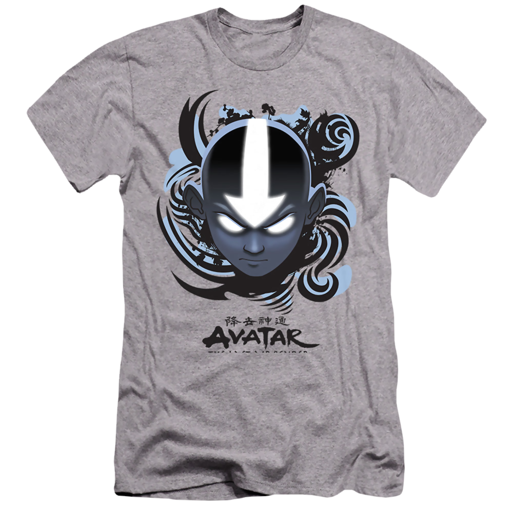 Avatar The Last Airbender Airbender Blue And Black Kanji - Men's Premium Slim Fit T-Shirt