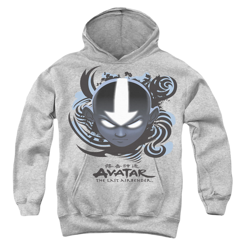 Avatar The Last Airbender Airbender Blue And Black Kanji - Youth Hoodie