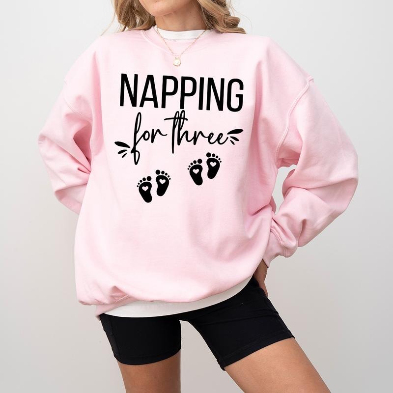 Napping For Three Sweatshirt, Expecting Twins, Pregnancy Reveal Sweater, Pregnancy Announcement, Expecting Mom Sweatshirt, Twin Baby Shower