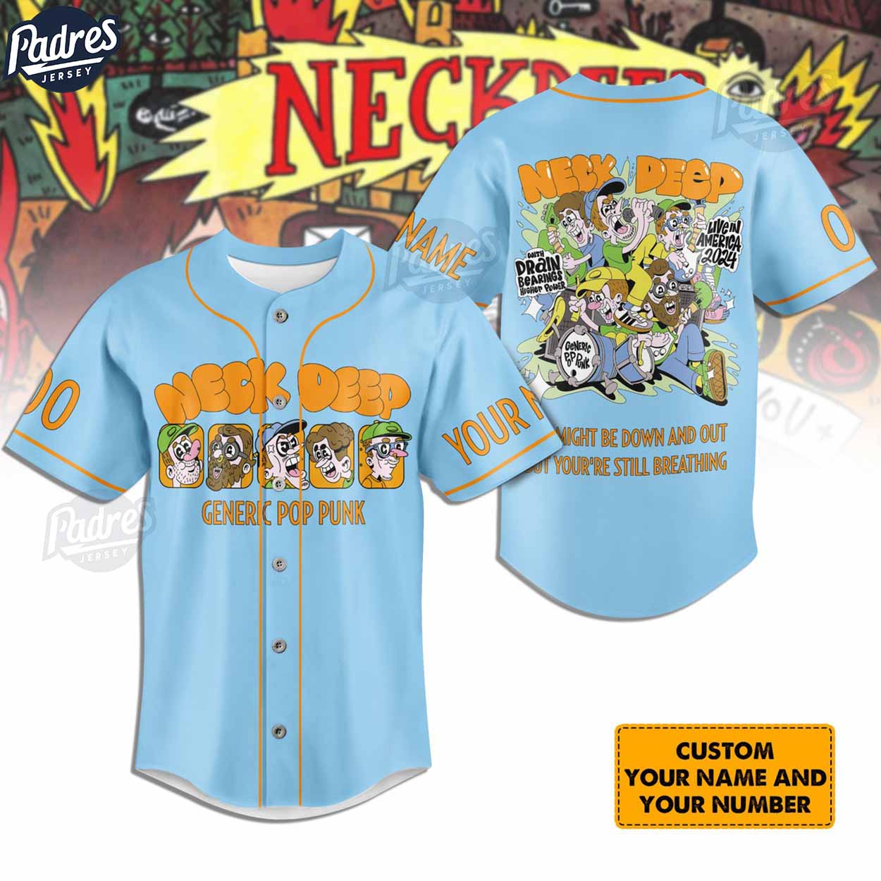 Neck Deep Band Custom Baseball Jersey Shirt - Padres Jersey Oasis: Elevate Your Baseball Style Game