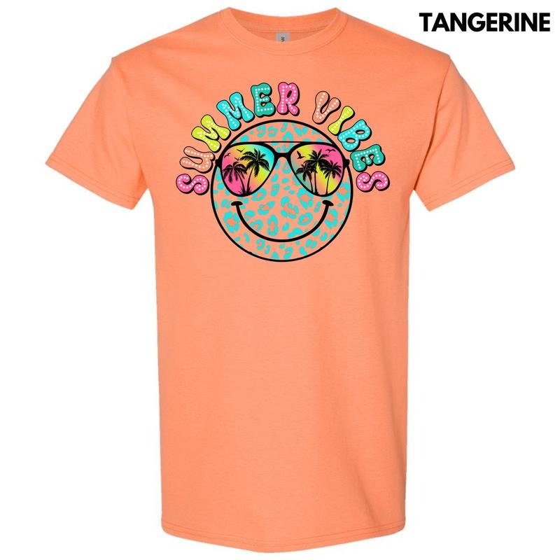 Neon Summer Vibe Happy Face Gildan Short Sleeve T-Shirt 'NLB'