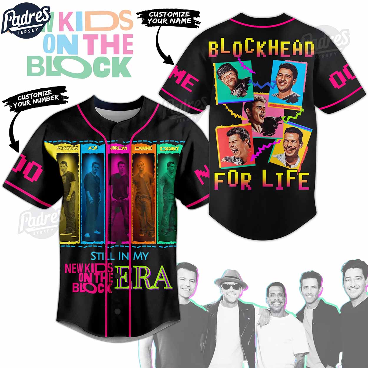 New NKOTB Blockhead For Life Custom Black Baseball Jersey - Padres Jersey Oasis: Elevate Your Baseball Style Game