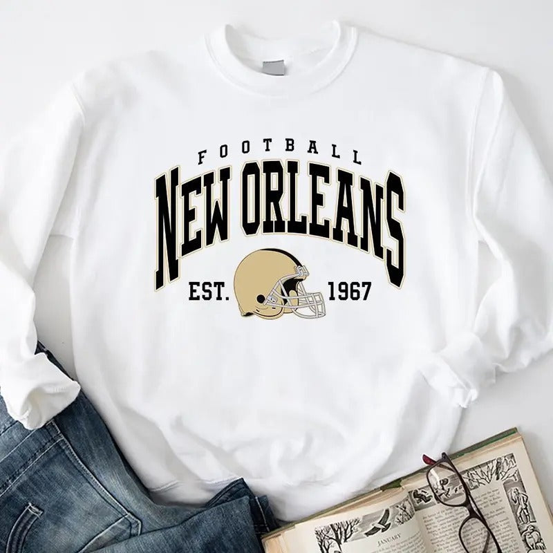 New Orleans Football Sweatshirt,New Orleans Football Sweatshirt,Retro Saint Sunday Football Shirt