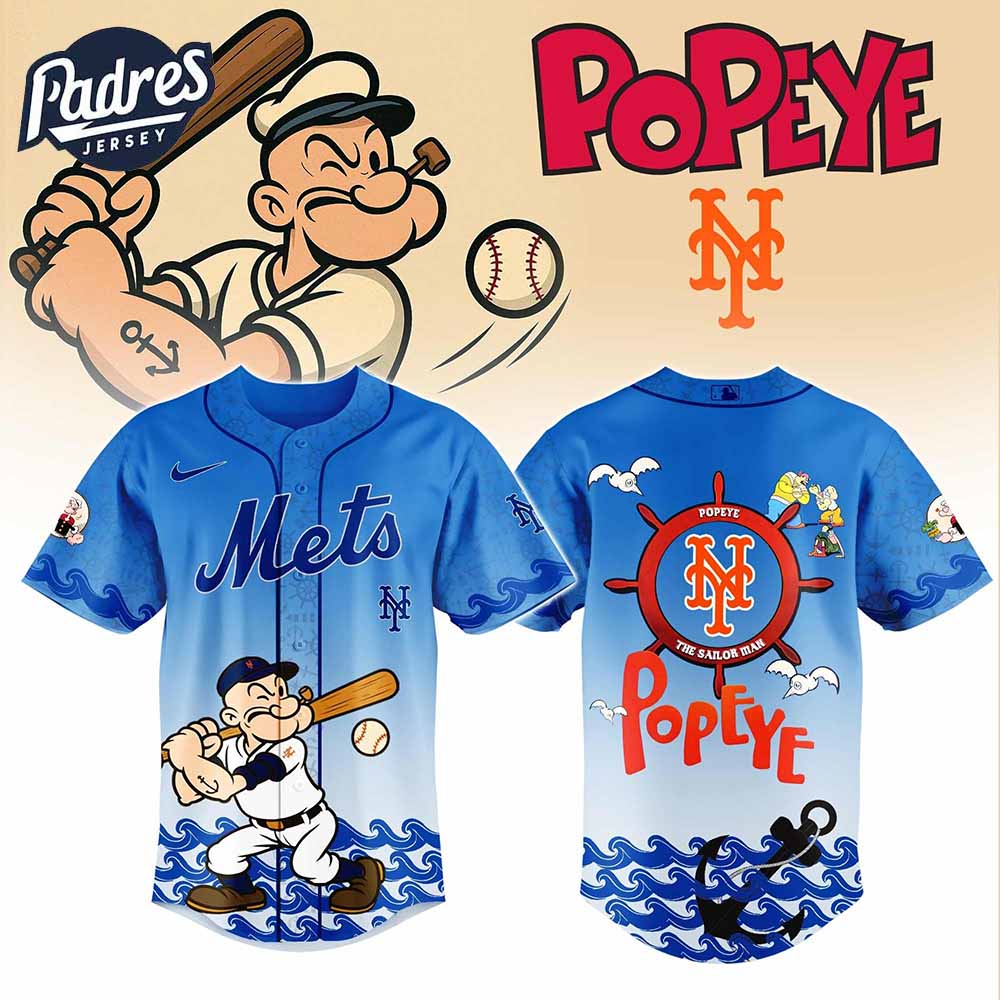 New York Mets MLB x Popeye Baseball Jersey - Padres Jersey Oasis: Elevate Your Baseball Style Game