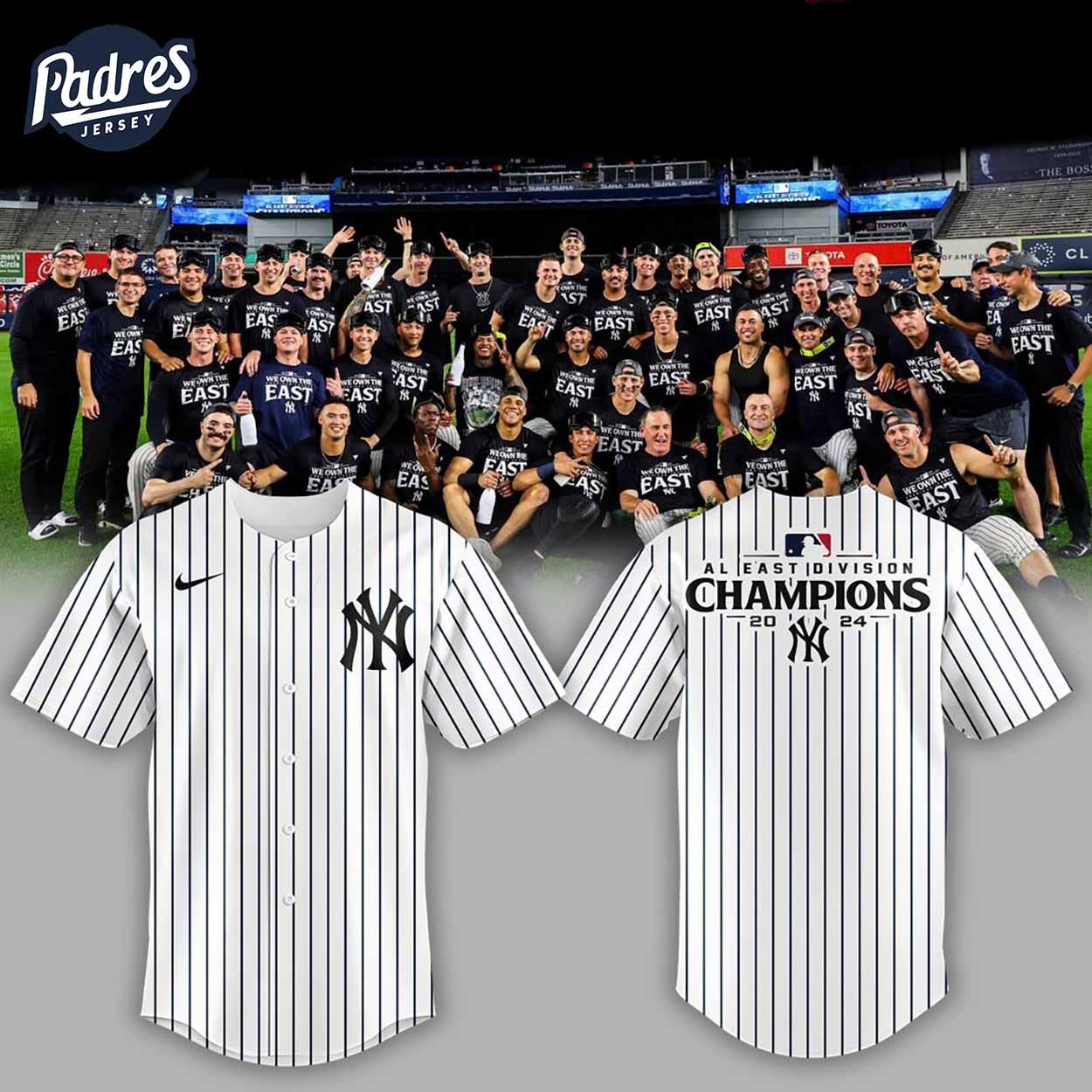 New York Yankees 2024 AL East Division Champions Baseball Jersey Style - Padres Jersey Oasis: Elevate Your Baseball Style Game