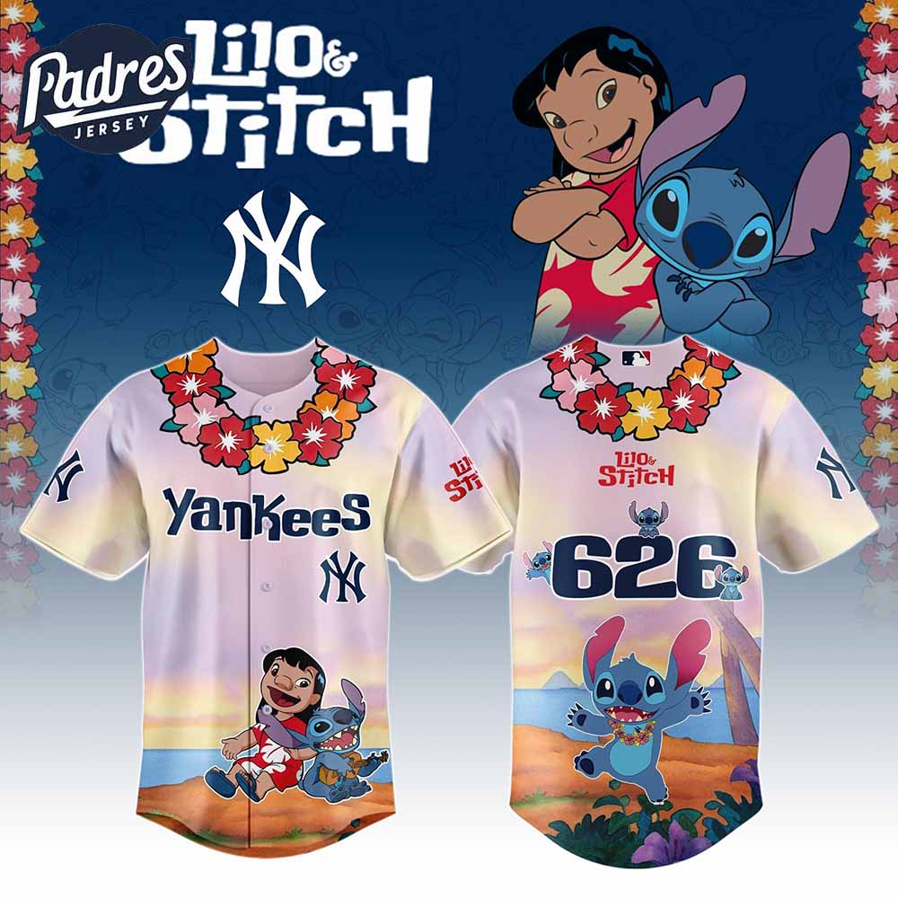 New York Yankees MLB X Lilo Stitch Personalized Baseball Jersey - Padres Jersey Oasis: Elevate Your Baseball Style Game