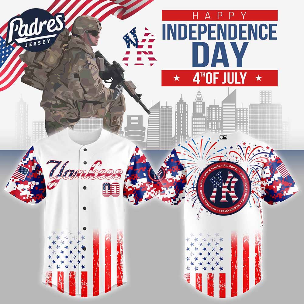 New York Yankees MLB X The 4th Of July X Military Personalized Baseball Jersey - Padres Jersey Oasis: Elevate Your Baseball Style Game