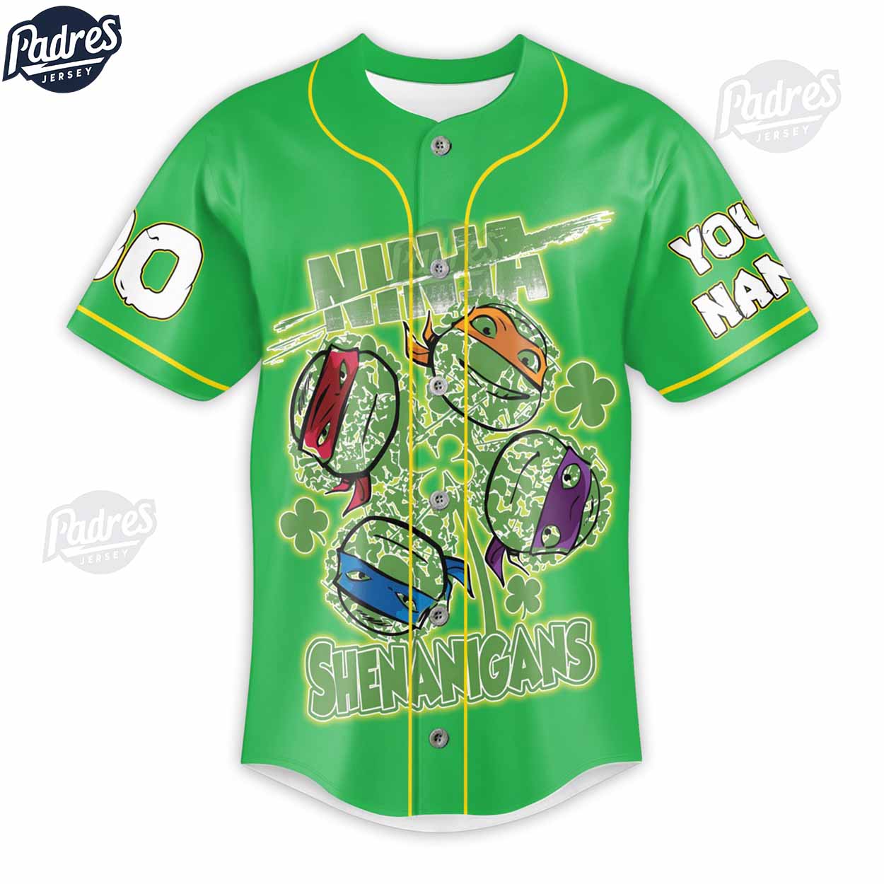 Ninja Turtles Who Needs Luck We Are Ninjas St.Patrick's Day Custom Baseball Jersey - Padres Jersey Oasis: Elevate Your Baseball Style Game