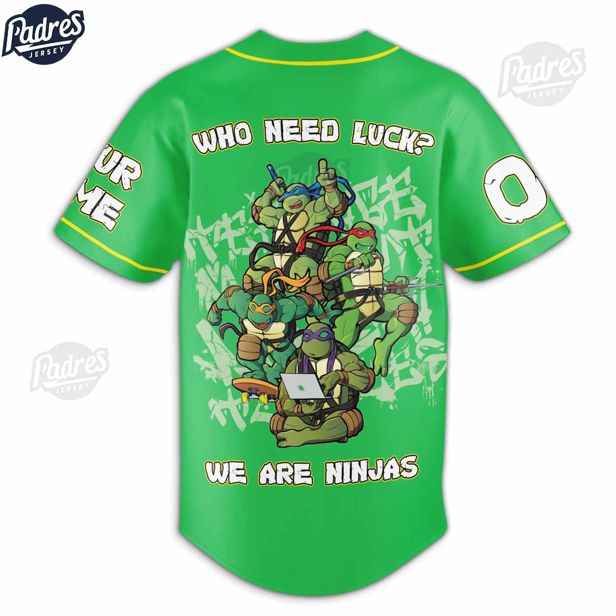 Ninja Turtles Who Needs Luck We Are Ninjas St.Patrick's Day Custom Baseball Jersey - Padres Jersey Oasis: Elevate Your Baseball Style Game
