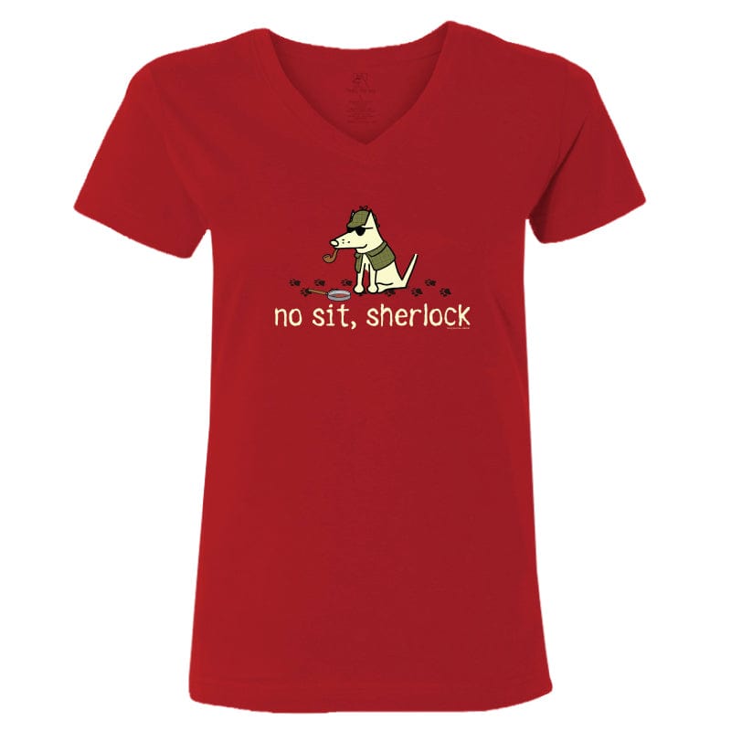 No Sit Sherlock - Ladies T-Shirt V-Neck
