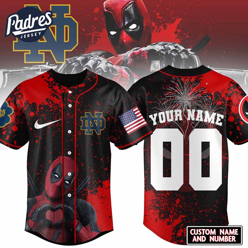 Notre Dame Fighting Irish Football x Deadpool Baseball Jersey Outfit - Padres Jersey Oasis: Elevate Your Baseball Style Game