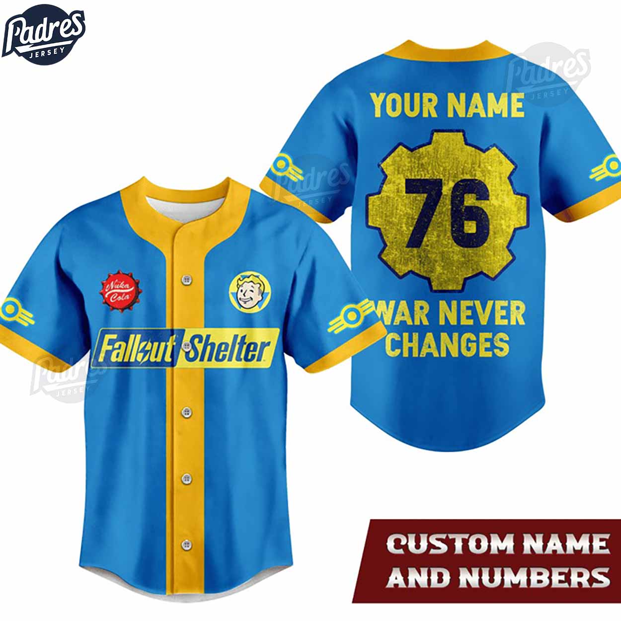 Nuka-Cola Bottler Fallout Shelter Custom Baseball Jersey - Padres Jersey Oasis: Elevate Your Baseball Style Game