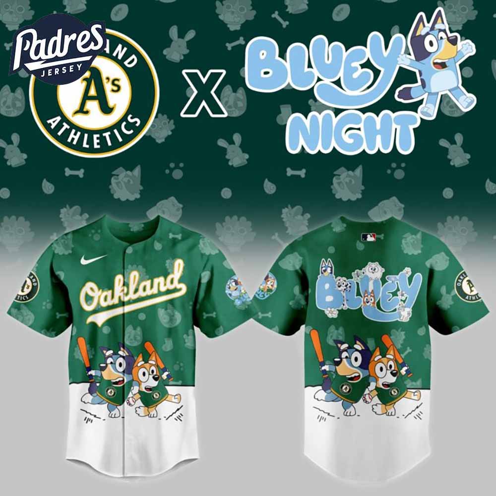 Oakland Athletics Bluey Night Baseball Jersey Outfit - Padres Jersey Oasis: Elevate Your Baseball Style Game