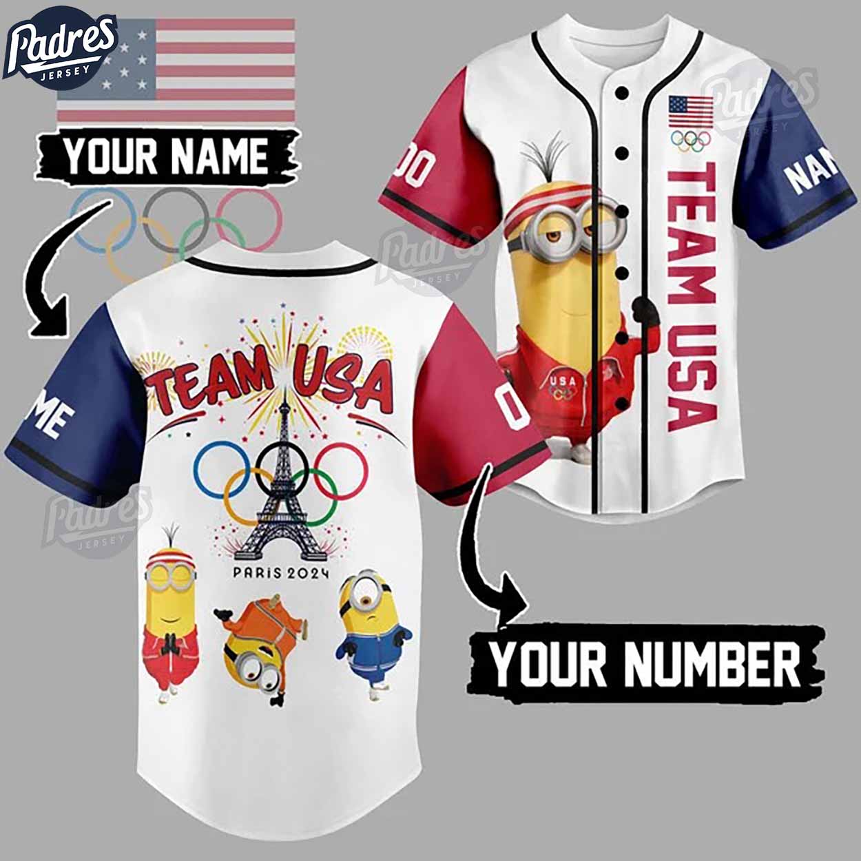 Olympic Paris 2024 Team USA Minion Custom Baseball Jersey - Padres Jersey Oasis: Elevate Your Baseball Style Game