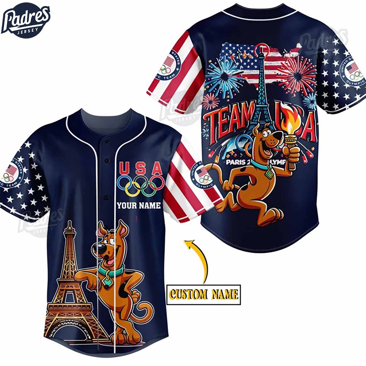 Olympic Paris Scooby Doo Personalized Baseball Jersey - Padres Jersey Oasis: Elevate Your Baseball Style Game