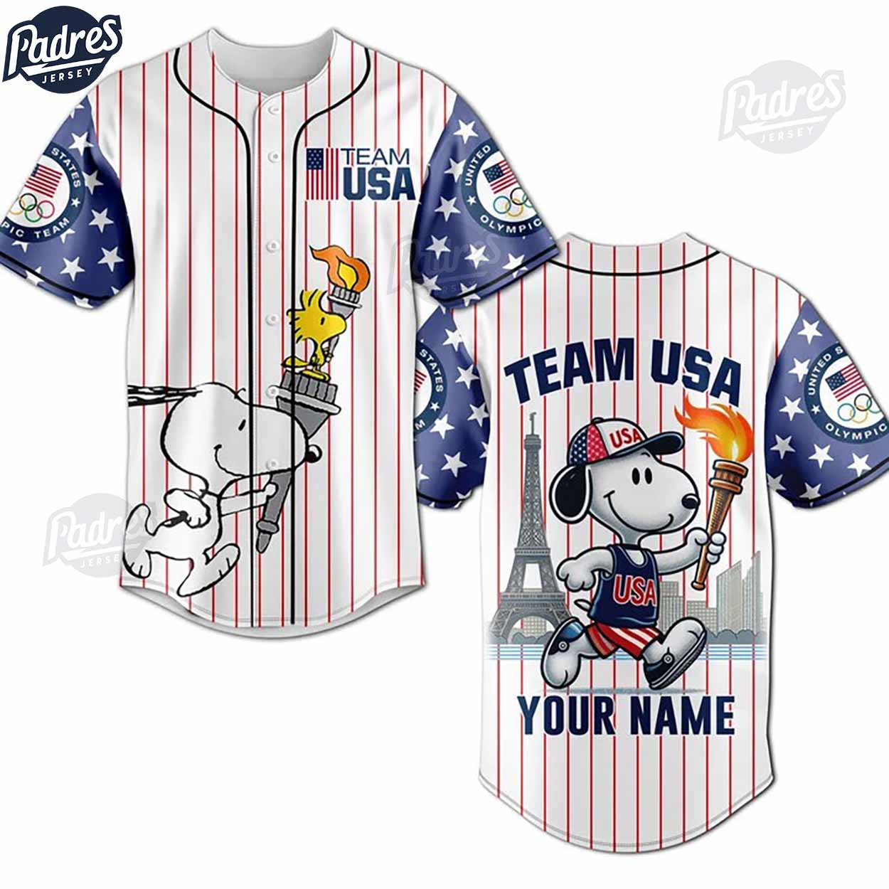 Olympic Paris Snoopy Personalized Baseball Jersey - Padres Jersey Oasis: Elevate Your Baseball Style Game