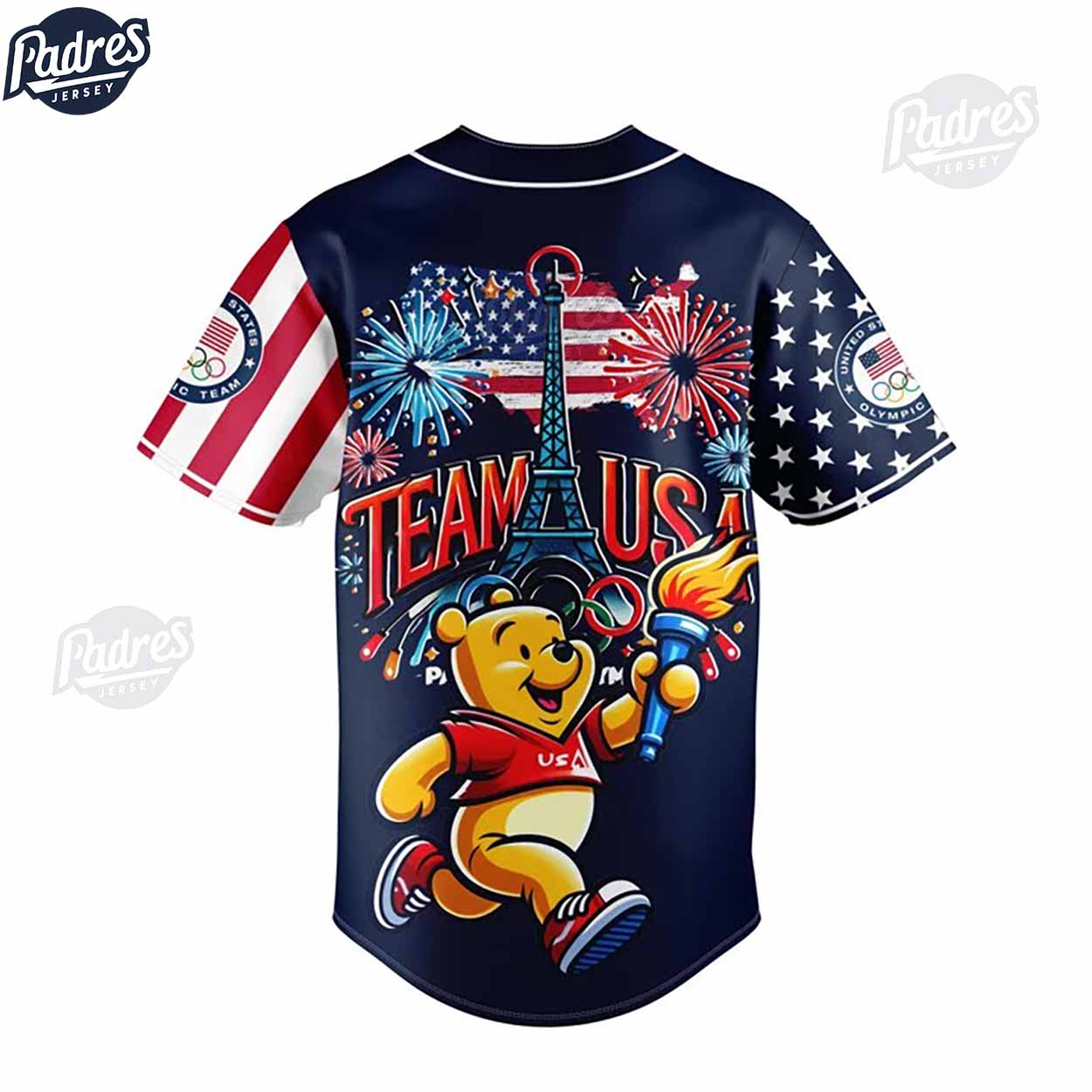 Olympic Paris Winnie The Pooh Personalized Baseball Jersey - Padres Jersey Oasis: Elevate Your Baseball Style Game