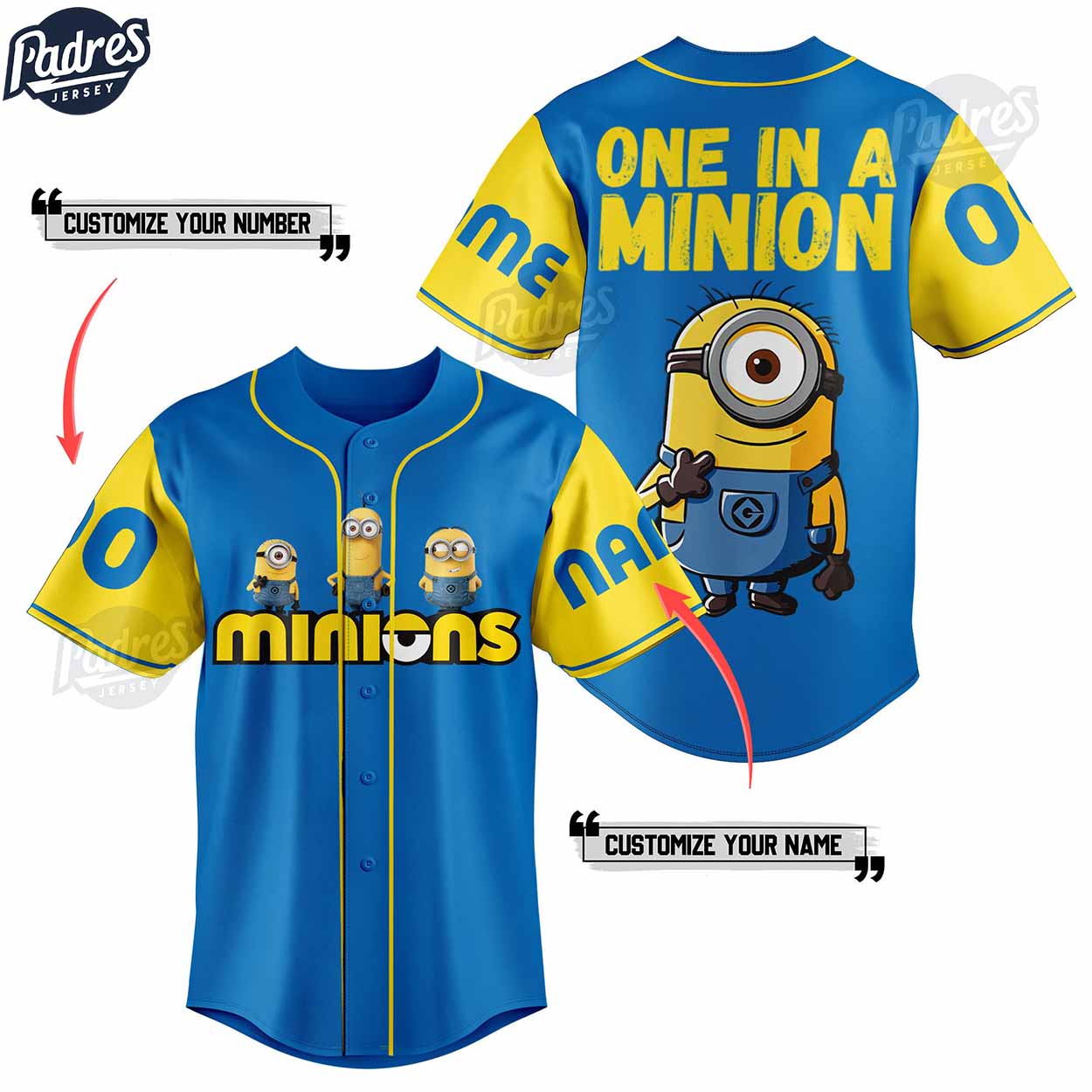 One In A Minion Cartoon Custom Baseball Jersey - Padres Jersey Oasis: Elevate Your Baseball Style Game