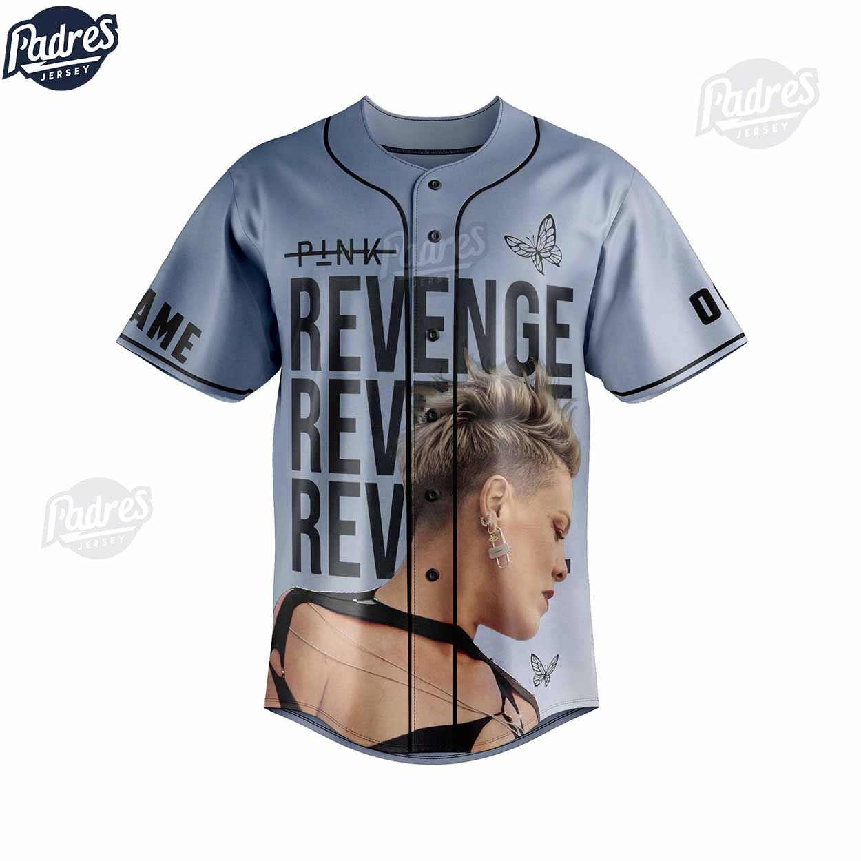 P!nk Revenge Custom Grey Baseball Jersey - Padres Jersey Oasis: Elevate Your Baseball Style Game