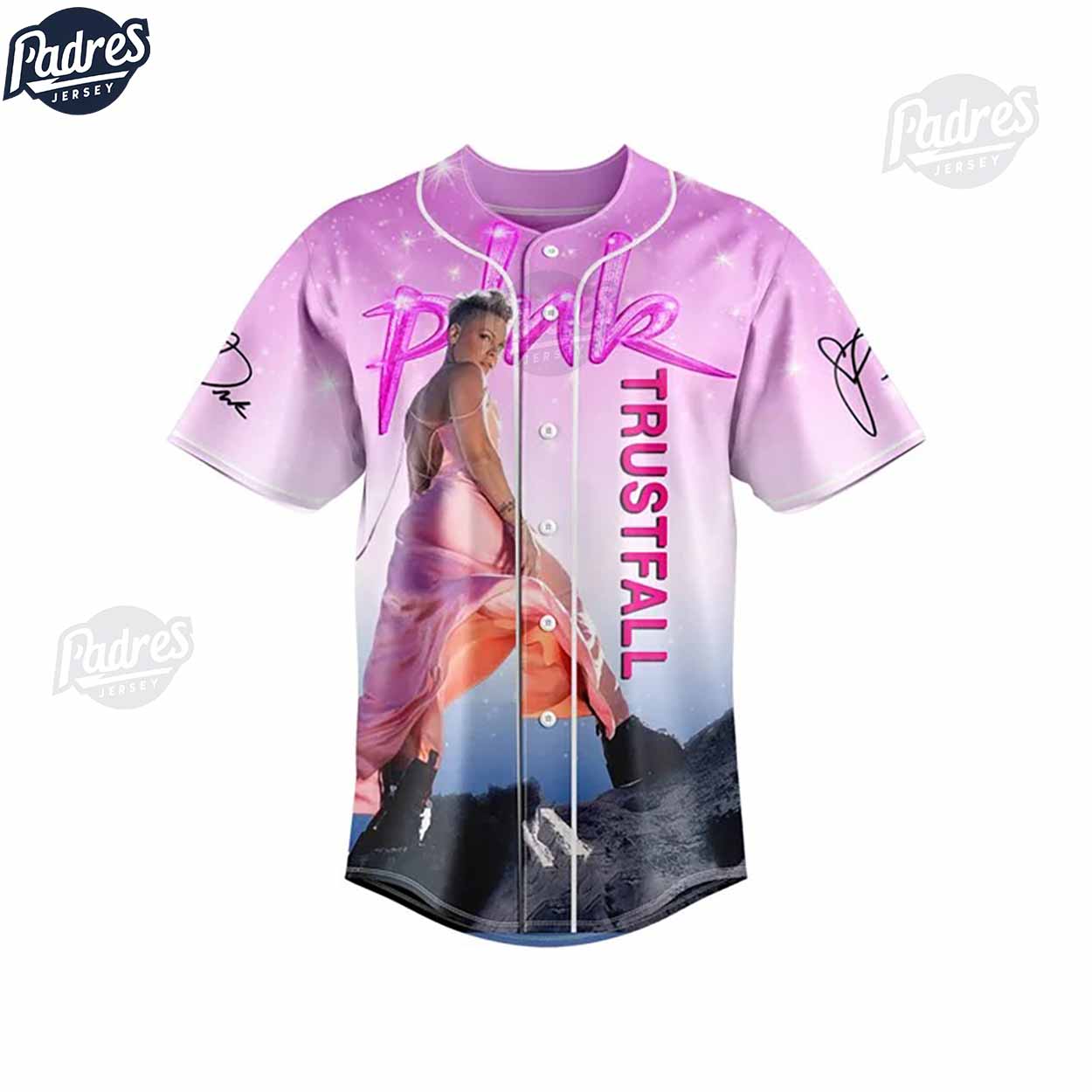 P!nk Trustfall Summer Carnival 2024 Baseball Jersey - Padres Jersey Oasis: Elevate Your Baseball Style Game