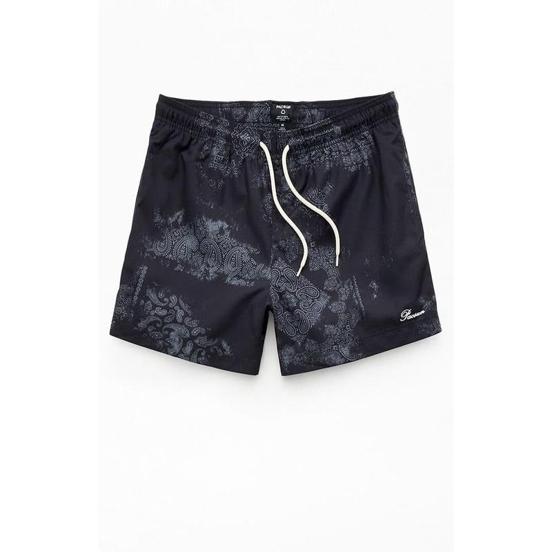 Pacsun Men's Black Blotch Bandana Eco 4.5" Swim Trunks