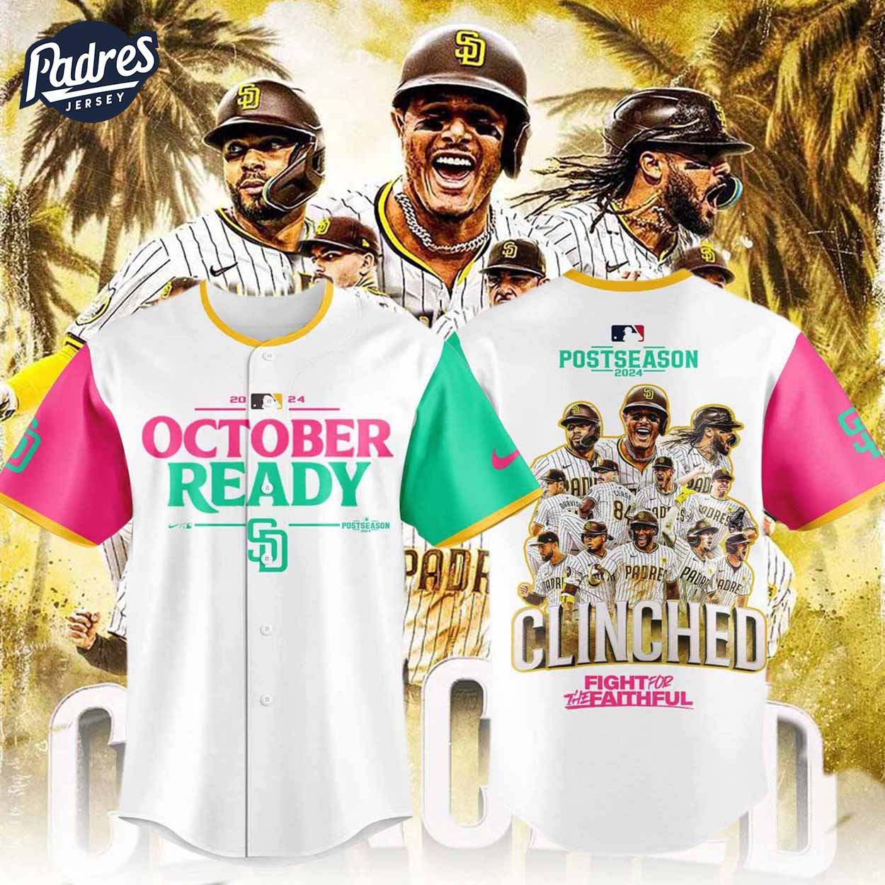 Padres San Diego Padres City October Ready Clinched Stripe Baseball Jersey - Padres Jersey Oasis: Elevate Your Baseball Style Game