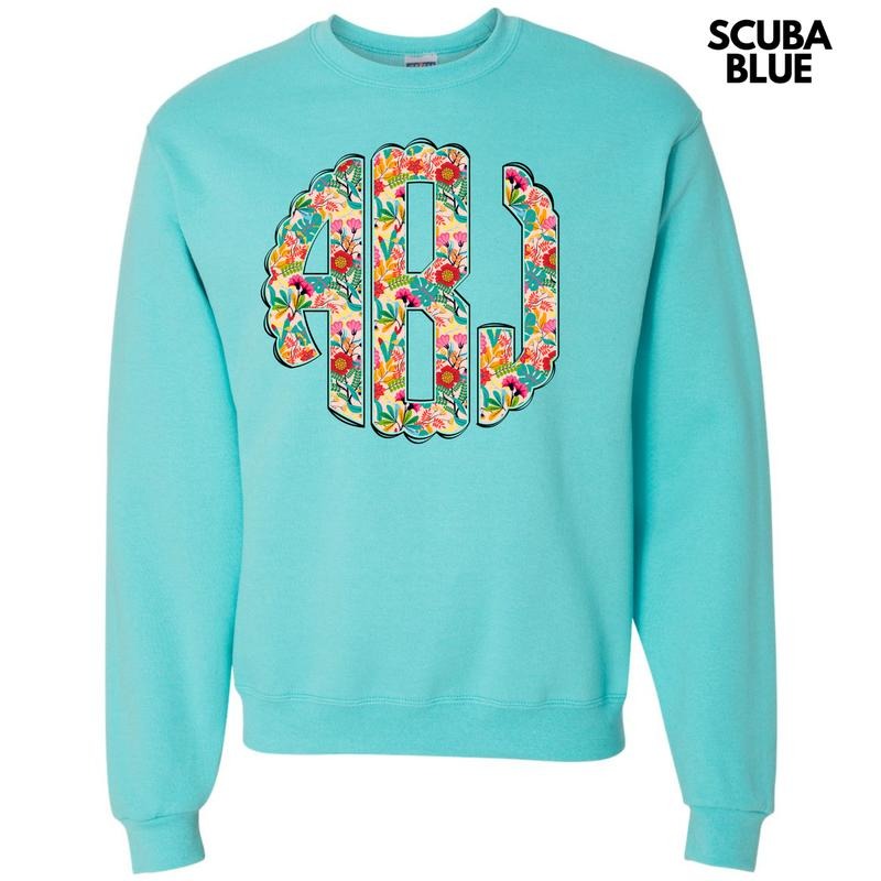 Paradise Floral Monogram Sweatshirt 'NLB'