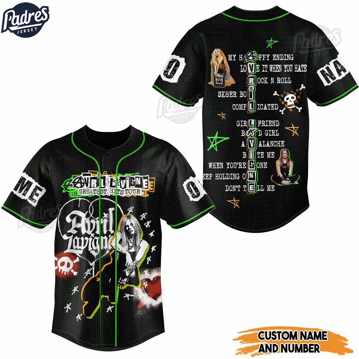 Personalized Avril Lavigne Greatest Hits Music Baseball Jersey - Padres Jersey Oasis: Elevate Your Baseball Style Game