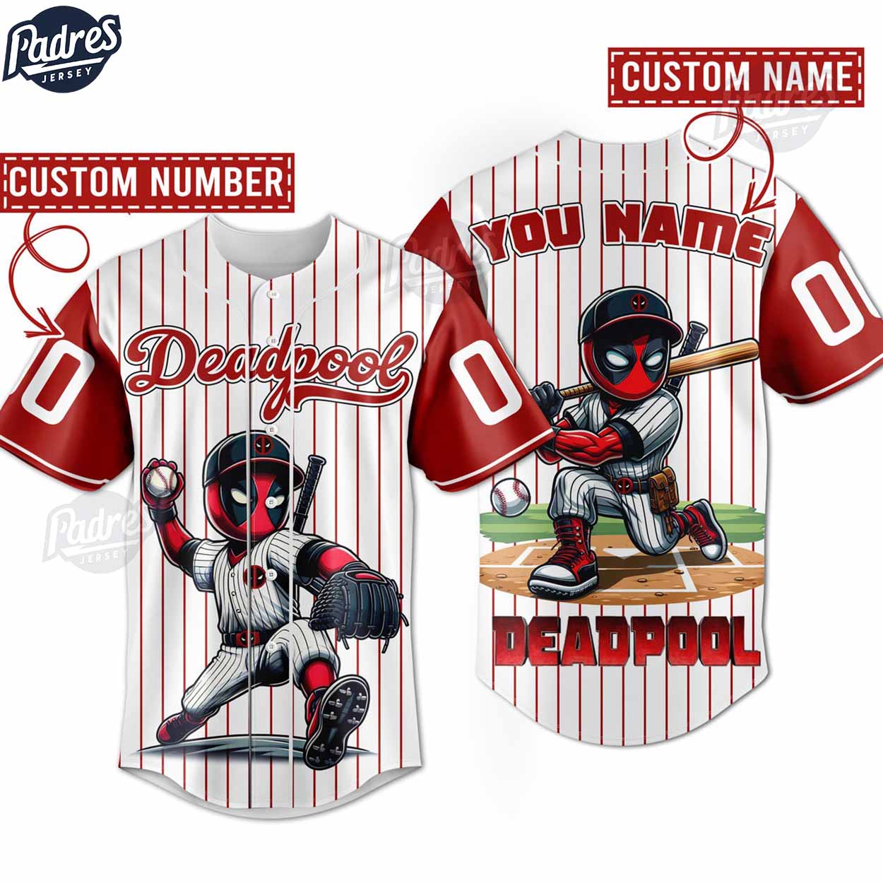 Personalized Deadpool Baseball Jersey - Padres Jersey Oasis: Elevate Your Baseball Style Game