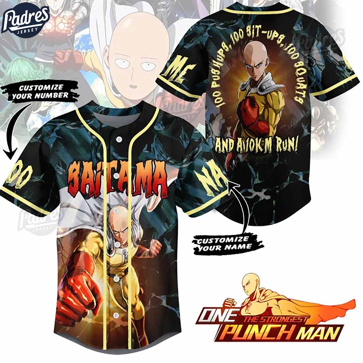Personalized Saitama Baseball Jersey - Padres Jersey Oasis: Elevate Your Baseball Style Game