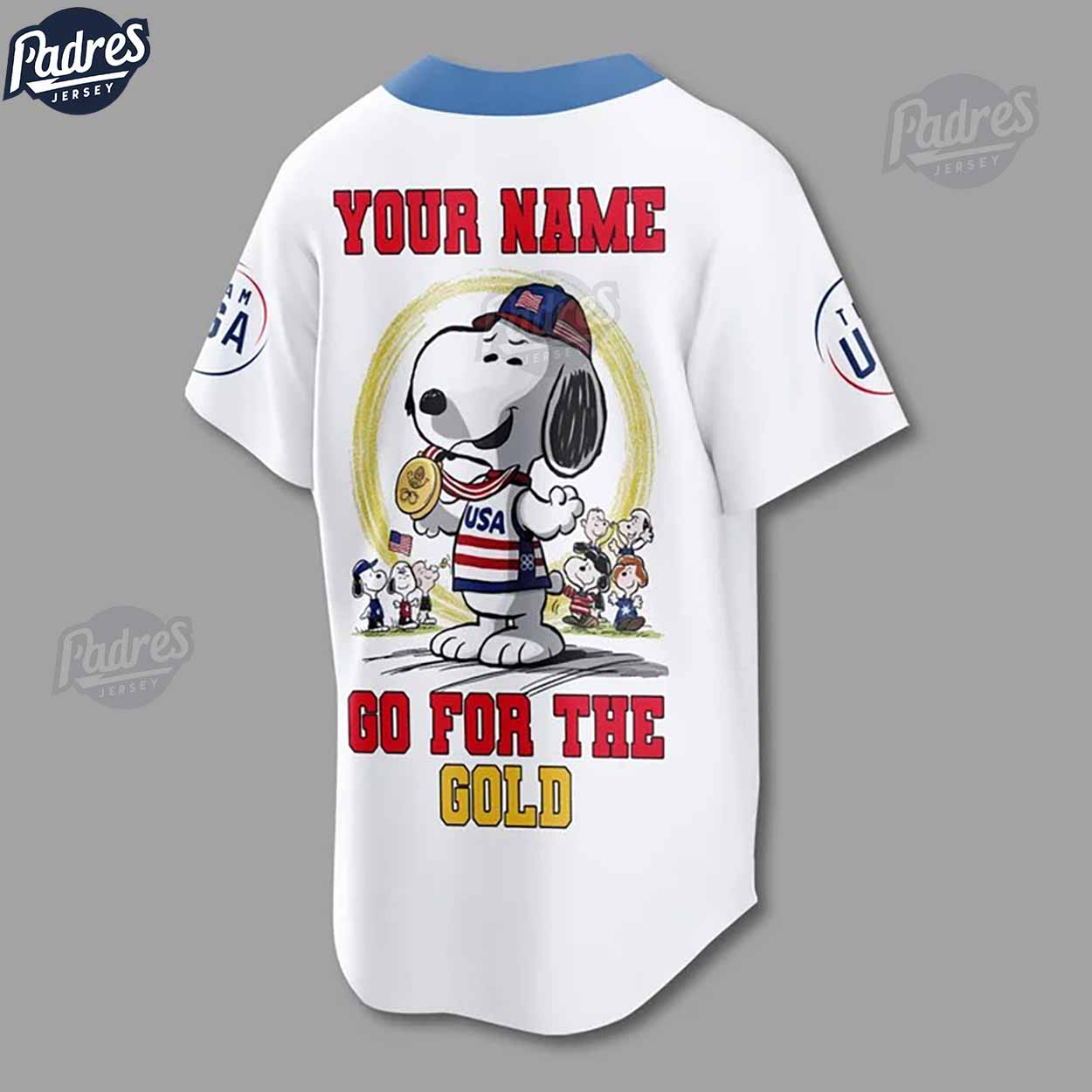 Personalized Snoopy Team USA Baseball Jersey - Padres Jersey Oasis: Elevate Your Baseball Style Game