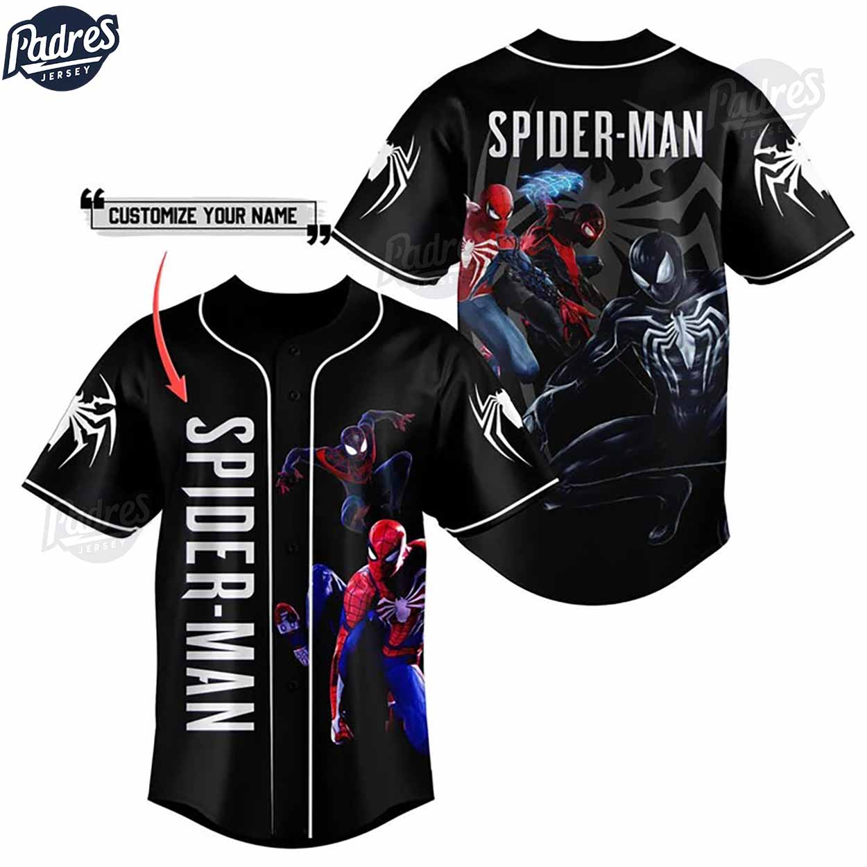 Personalized Spider-Man Baseball Jersey Shirt - Padres Jersey Oasis: Elevate Your Baseball Style Game