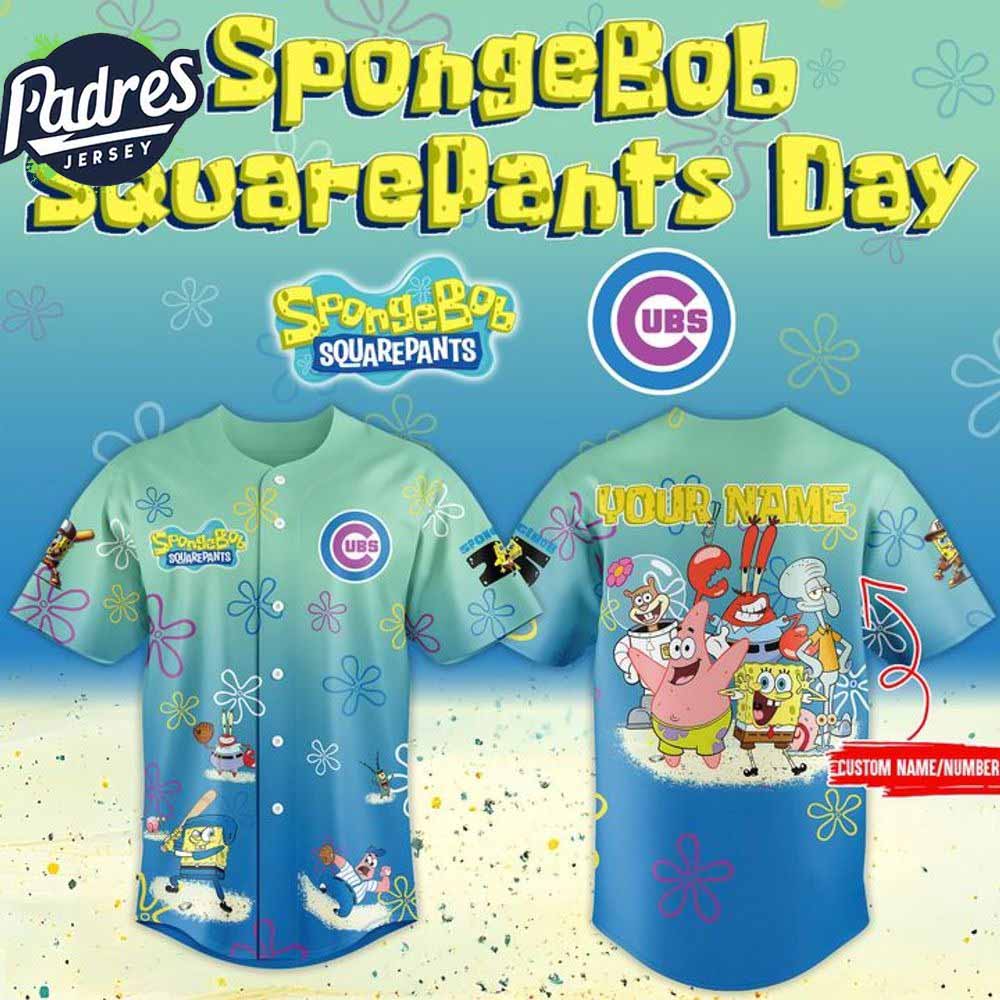 Personalized SpongeBob SquarePants 25th Anniversary Chicago Cubs Baseball Jersey - Padres Jersey Oasis: Elevate Your Baseball Style Game