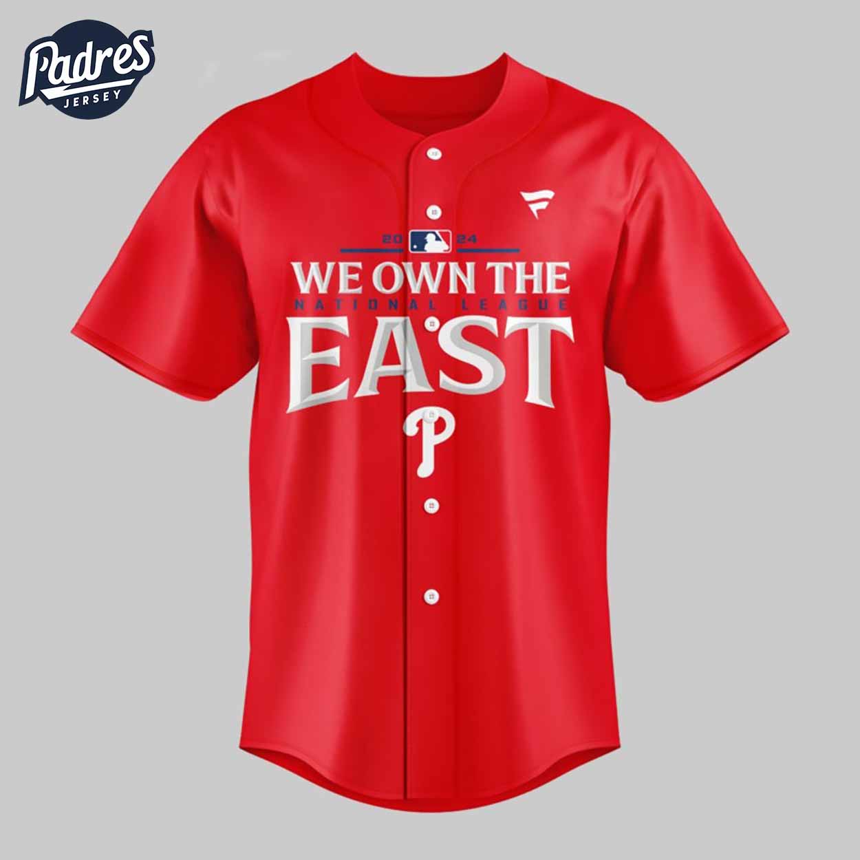 Philadelphia Phillies 2024 We Own The National League East Champions Baseball Jersey - Padres Jersey Oasis: Elevate Your Baseball Style Game