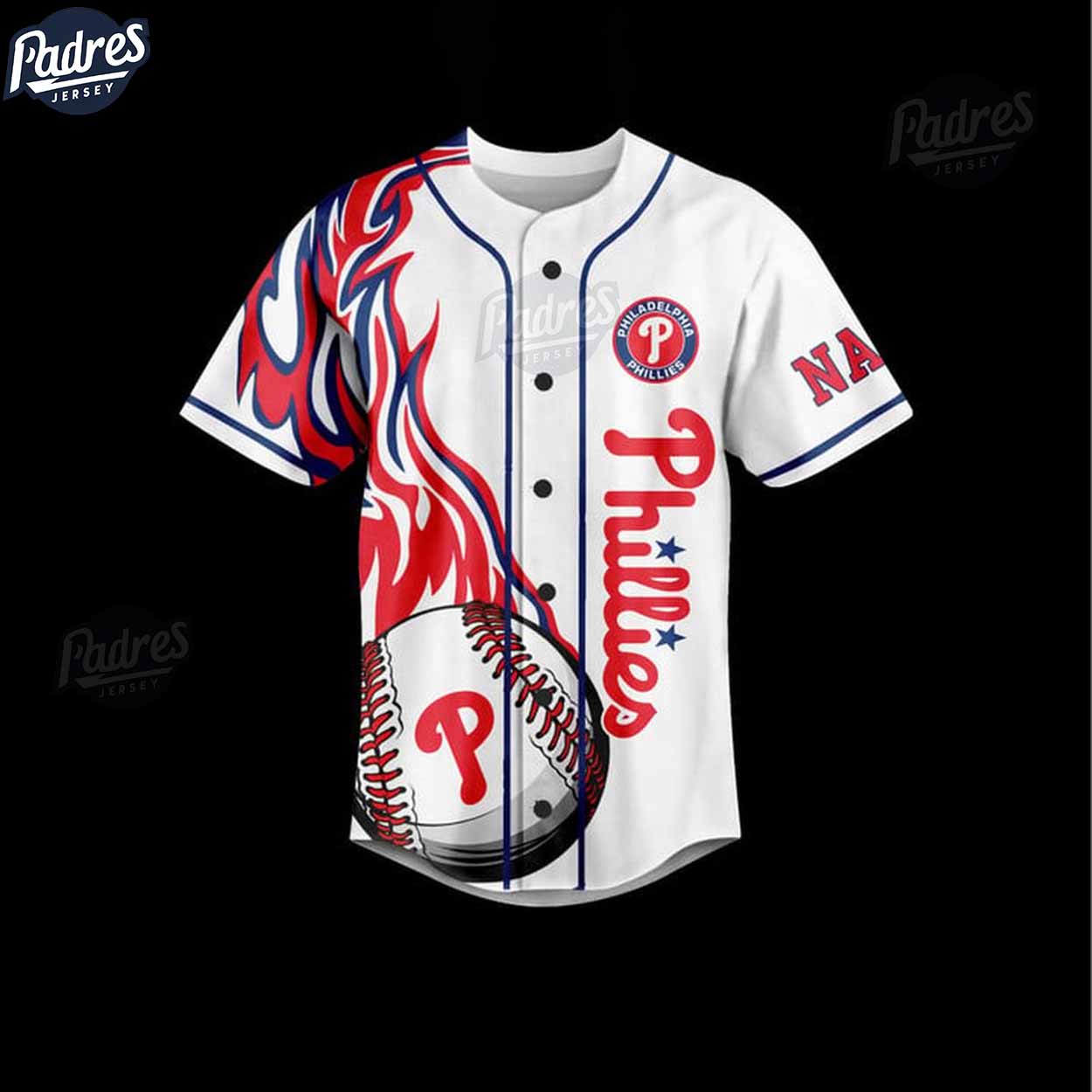Philadelphia Phillies Fightin Phils Flames Personalized Baseball Jersey Style - Padres Jersey Oasis: Elevate Your Baseball Style Game