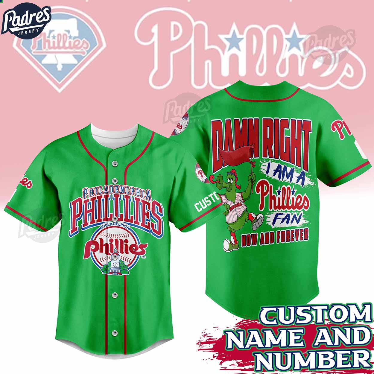 Philadelphia Phillies Green Custom Baseball Jersey Style - Padres Jersey Oasis: Elevate Your Baseball Style Game