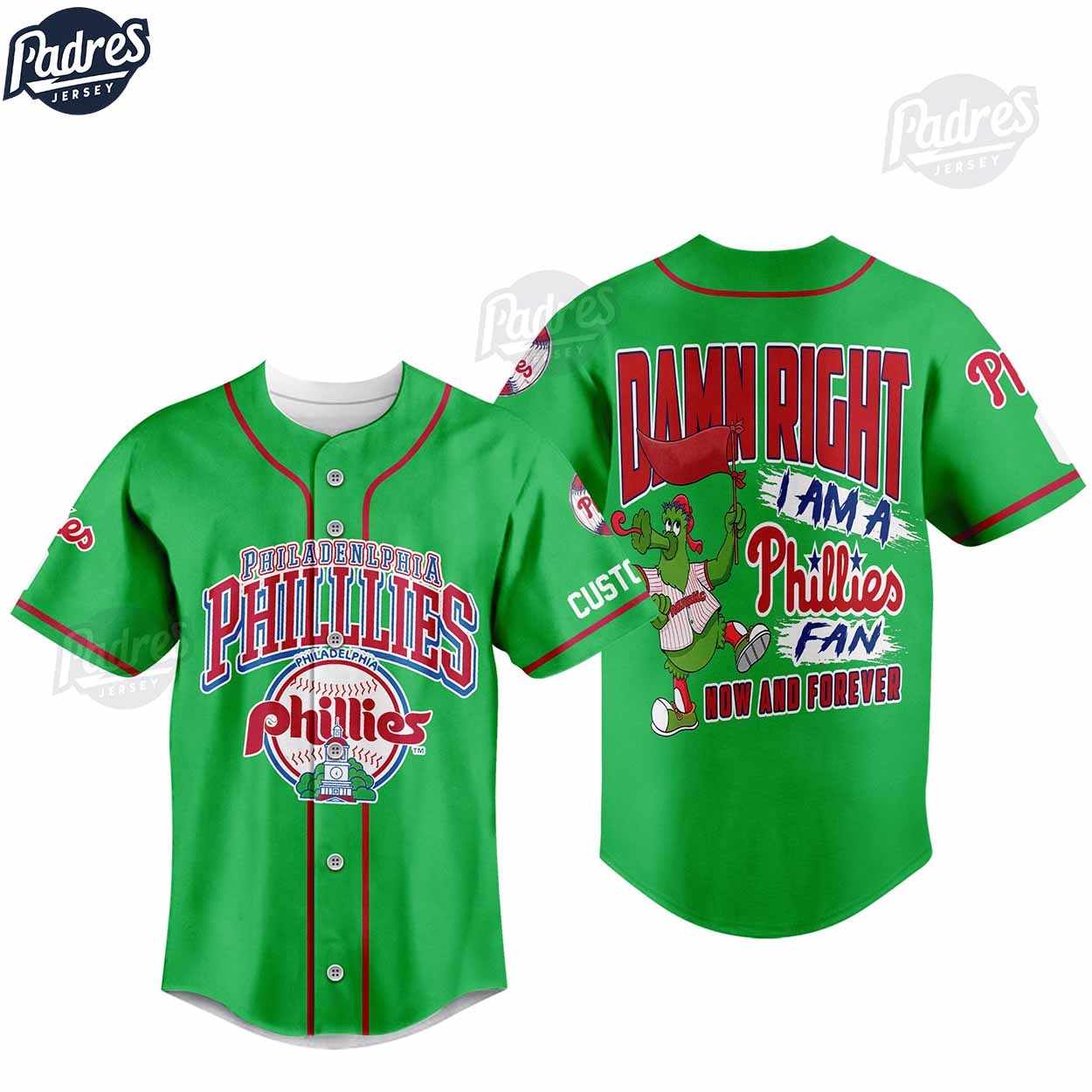 Philadelphia Phillies Green Custom Baseball Jersey Style - Padres Jersey Oasis: Elevate Your Baseball Style Game